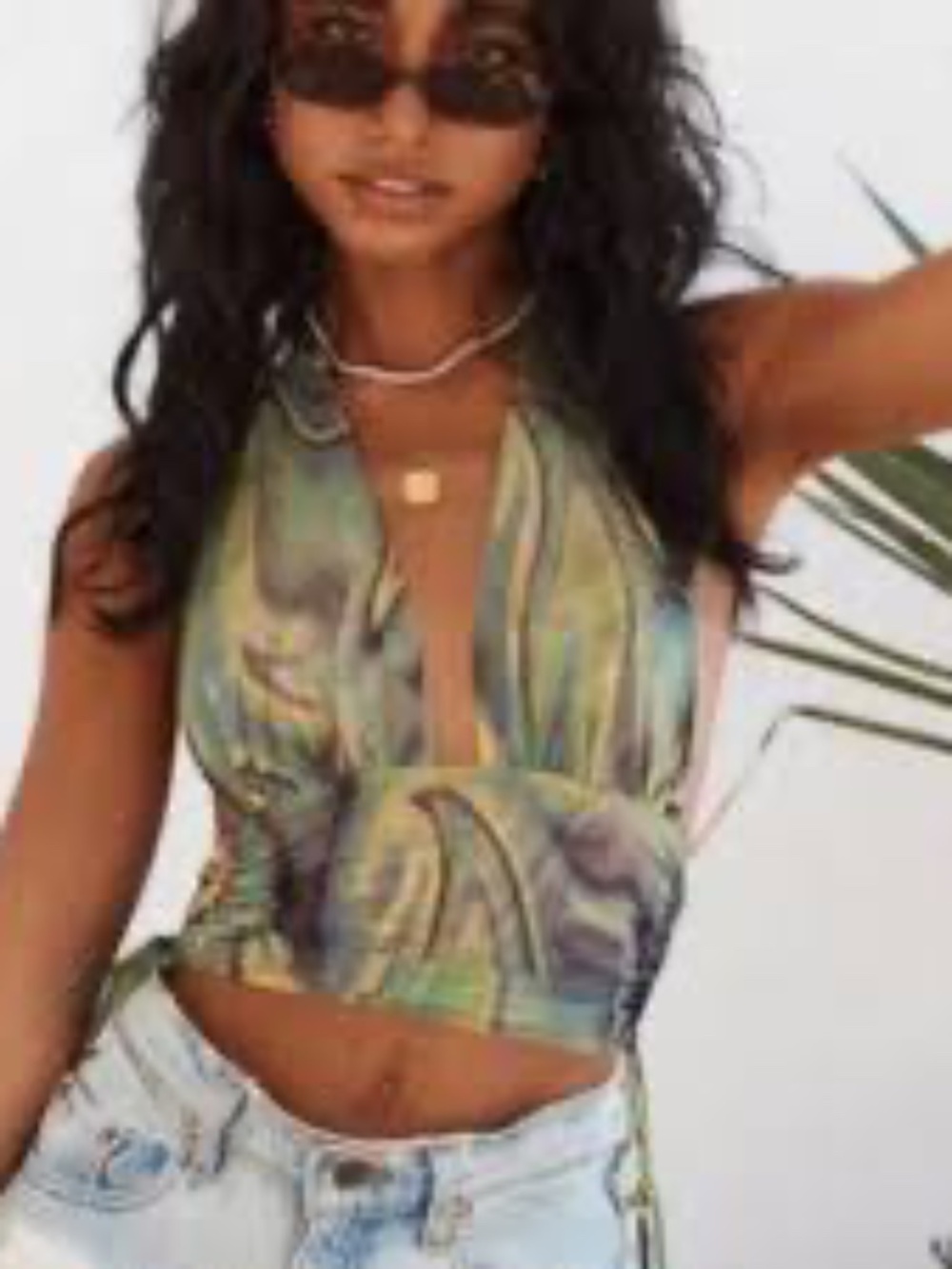 12th Tribe L Stevie Mesh Halter Top.